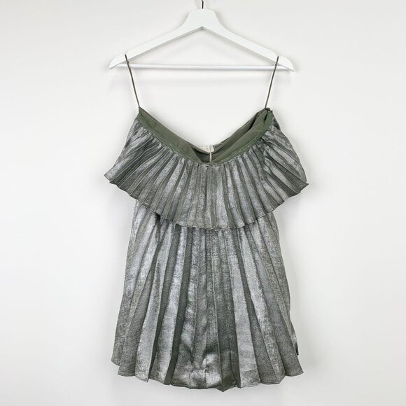 NWT Ramy Brook Ryleigh Metallic Pleated Mini Dress Size US 2 - Picture 4 of 12